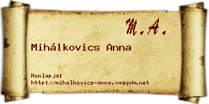 Mihálkovics Anna névjegykártya